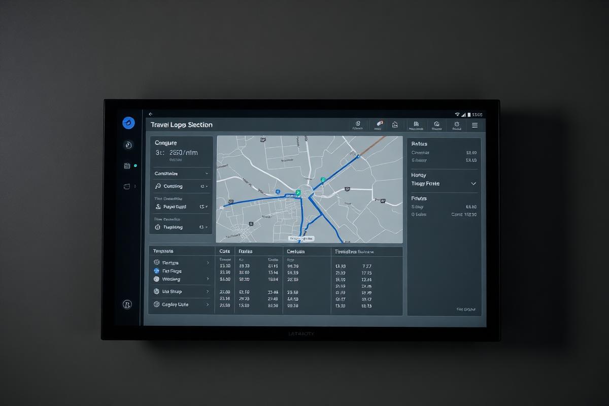 Transportation dispatch interface showing map routes and fleet data