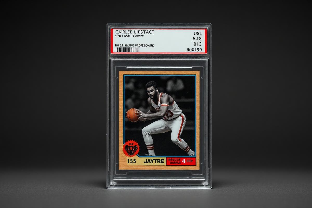 Graded vintage sports card in a protective slab